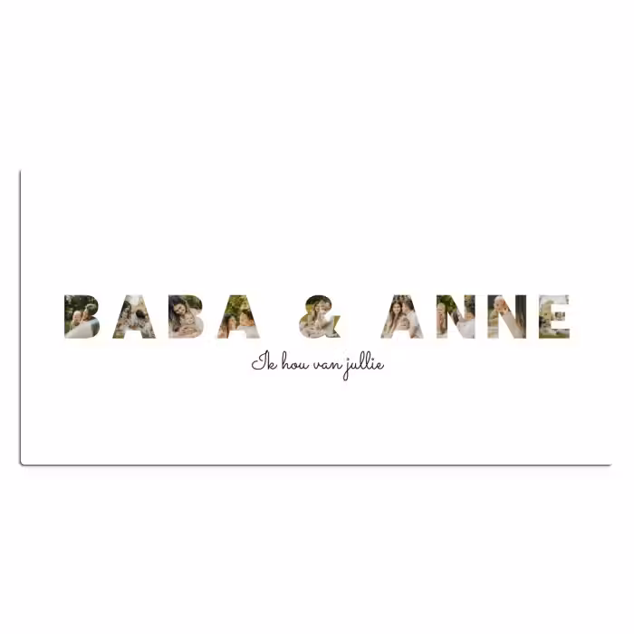 Gepersonaliseerde bureau onderlegger - Baba & Anne - Lettercollage