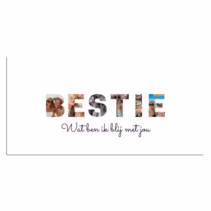 Gepersonaliseerde bureau onderlegger - Bestie - Lettercollage