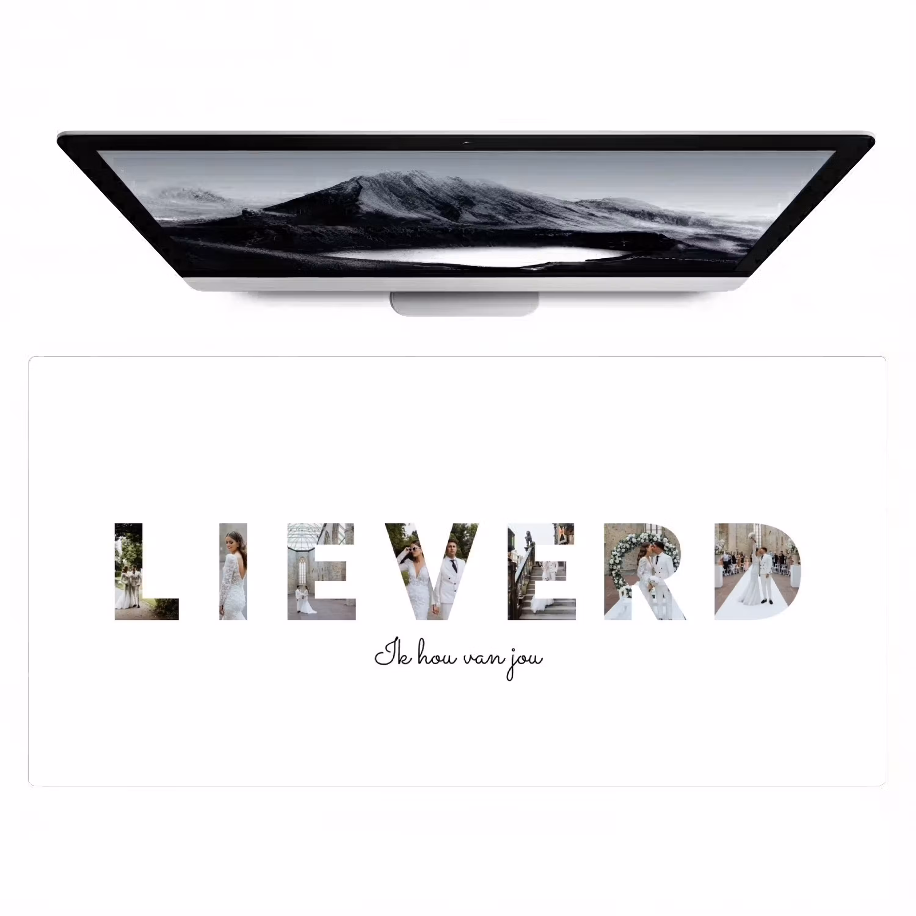 Gepersonaliseerde bureau onderlegger - Lieverd - Lettercollage