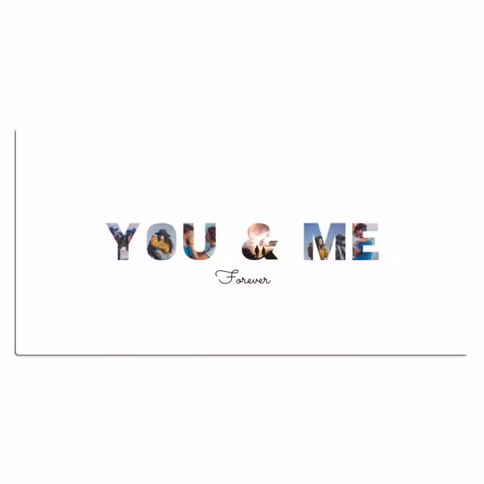 Gepersonaliseerde bureau onderlegger - You & Me - Lettercollage