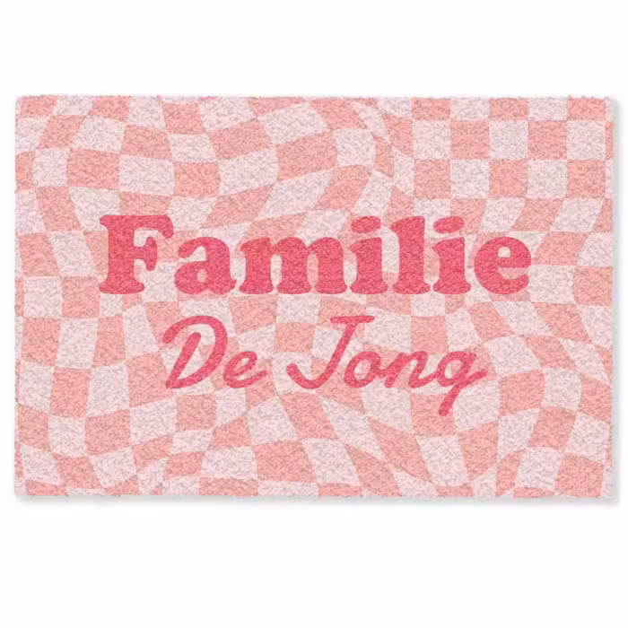 Gepersonaliseerde deurmat - Familie - Roze