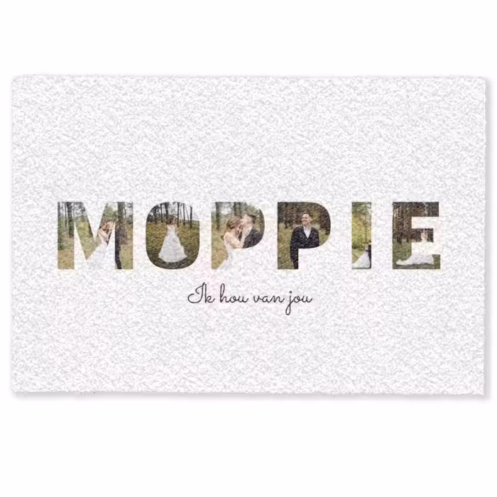 Gepersonaliseerde deurmat - Moppie - Lettercollage