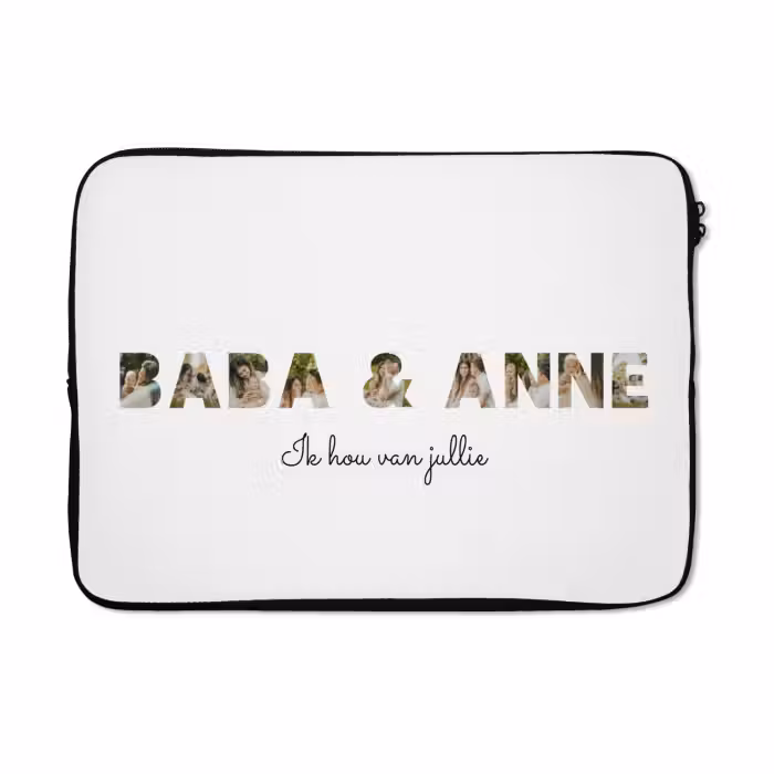 Gepersonaliseerde laptophoes - Baba & Anne - Lettercollage