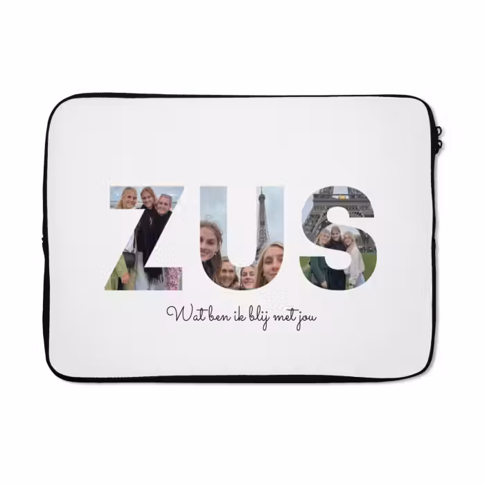 Gepersonaliseerde laptophoes - Zus - Lettercollage