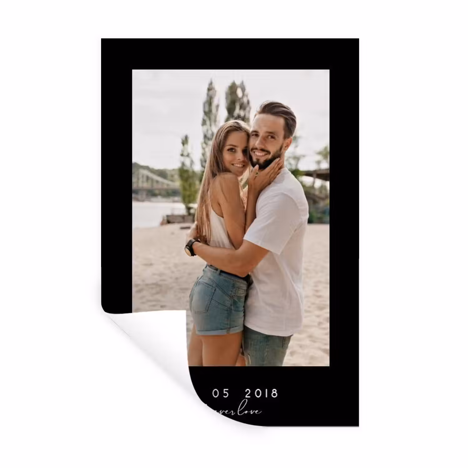 Gepersonaliseerde muursticker - Forever Love - Zwarte Border