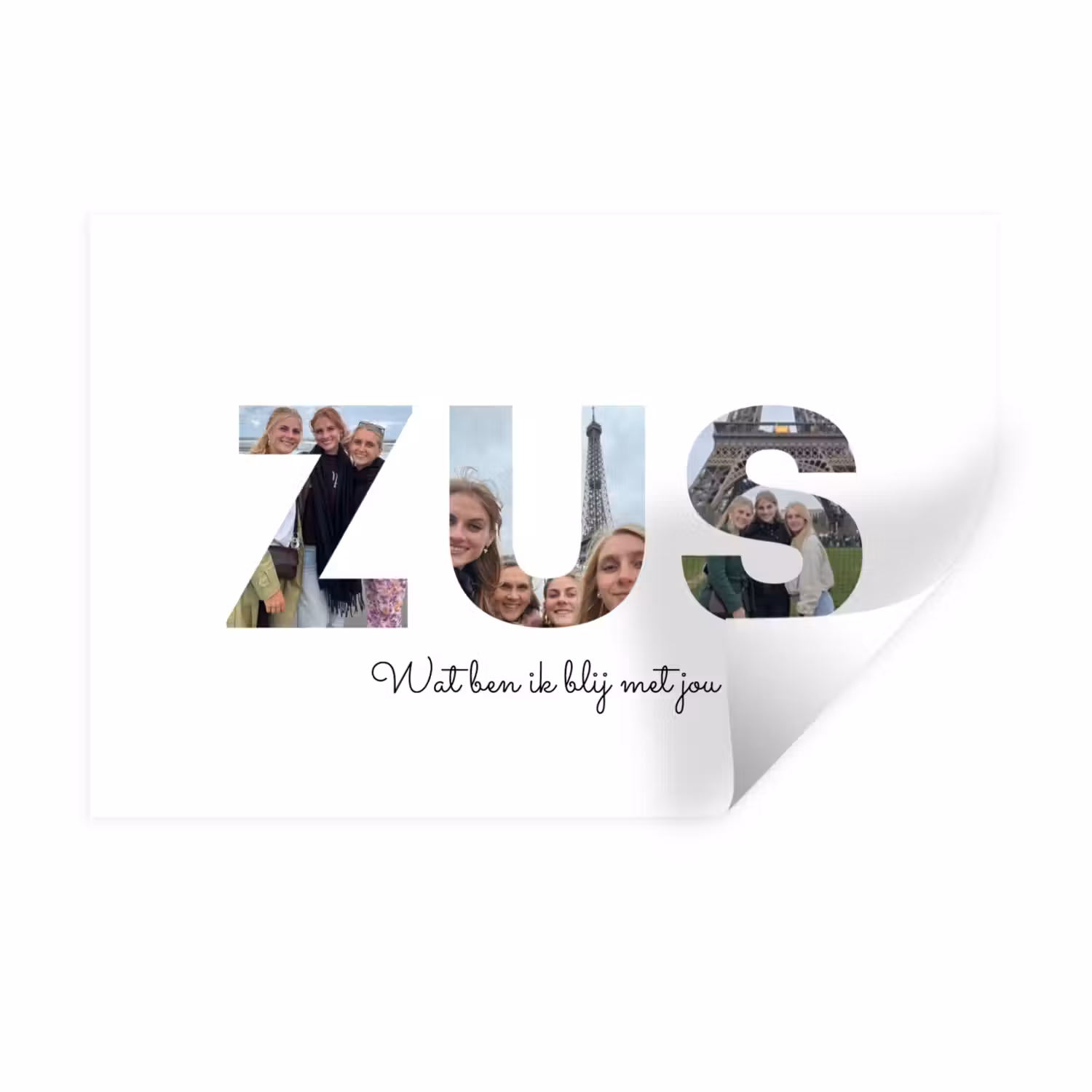 Gepersonaliseerde muursticker - Zus - Lettercollage