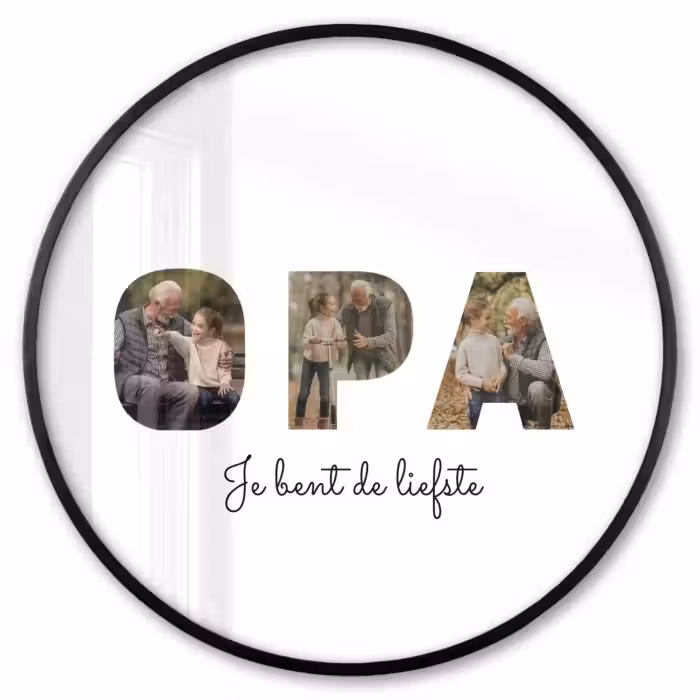 Gepersonaliseerde ronde fotolijst - Opa - Lettercollage