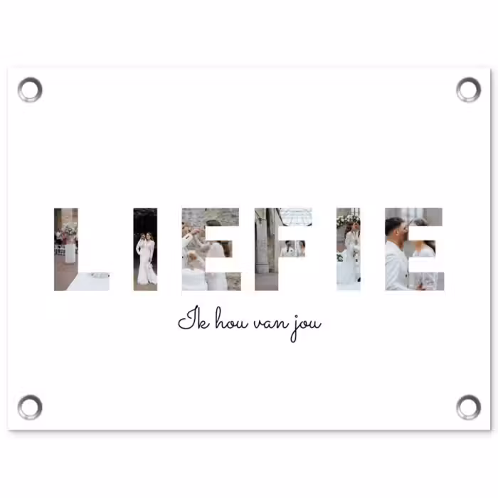 Gepersonaliseerde tuinposter - Liefie - Lettercollage