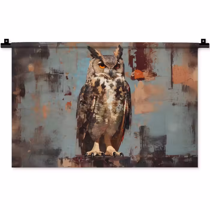 Wandkleed - Geschilderd - Abstract - Uil - Bruin