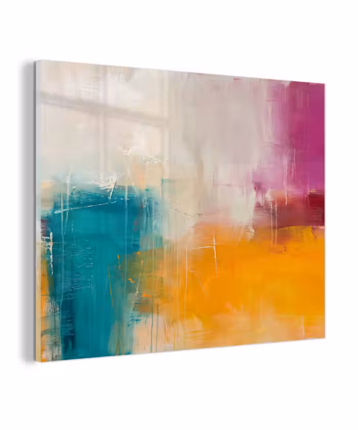 Glas schilderij - Abstract - Kleurrijk - Modern - Kunst - Oranje