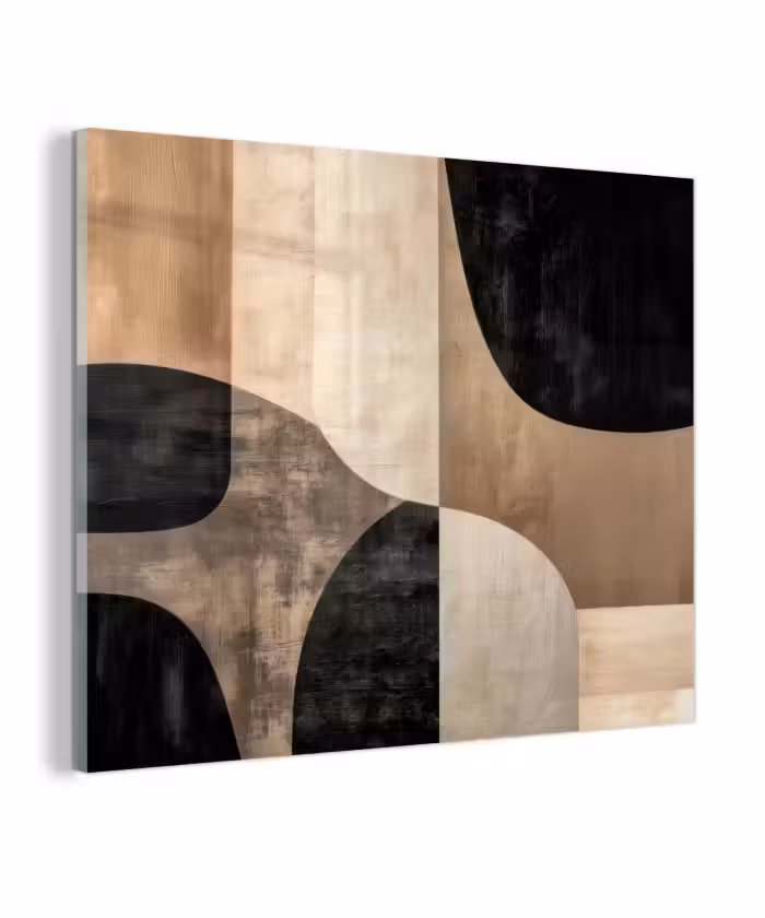 Glas schilderij - Abstract - Vlakken - Zwart - Rond