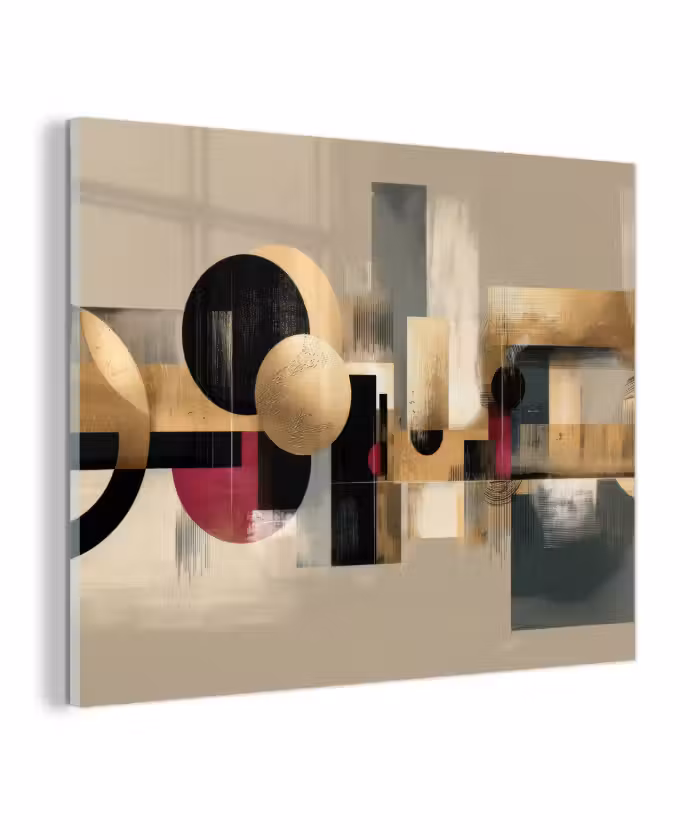 Glas schilderij - Abstract - Vormen - Beige - Texturen