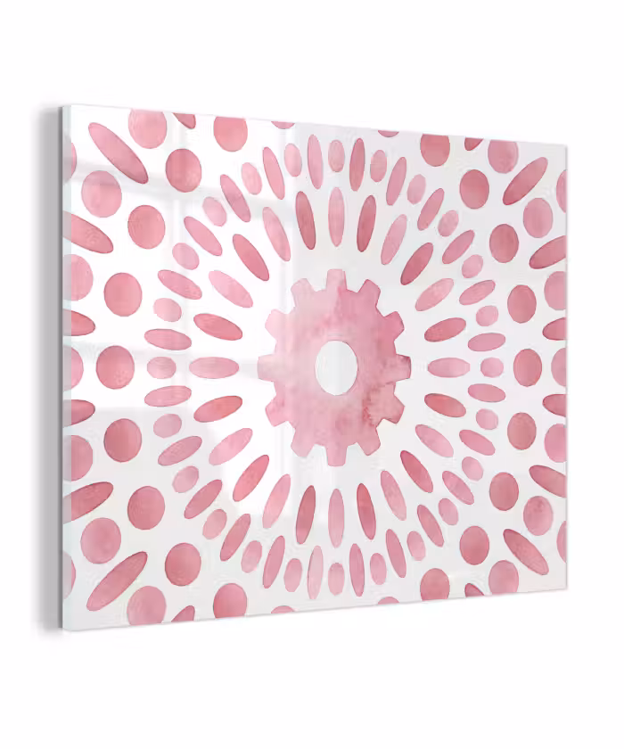 Glas schilderij - Abstract - Vormen - Patroon - Aquarel - Roze