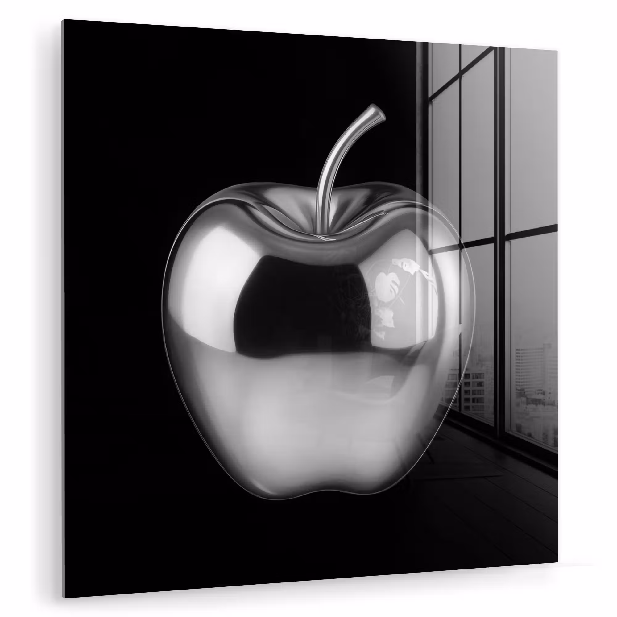 Glas schilderij - Appel - Metallic - Symmetrisch
