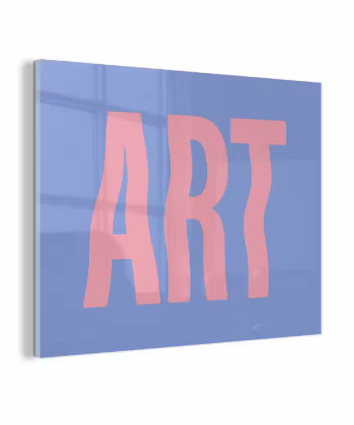 Glas schilderij - Art - Roze - Blauw