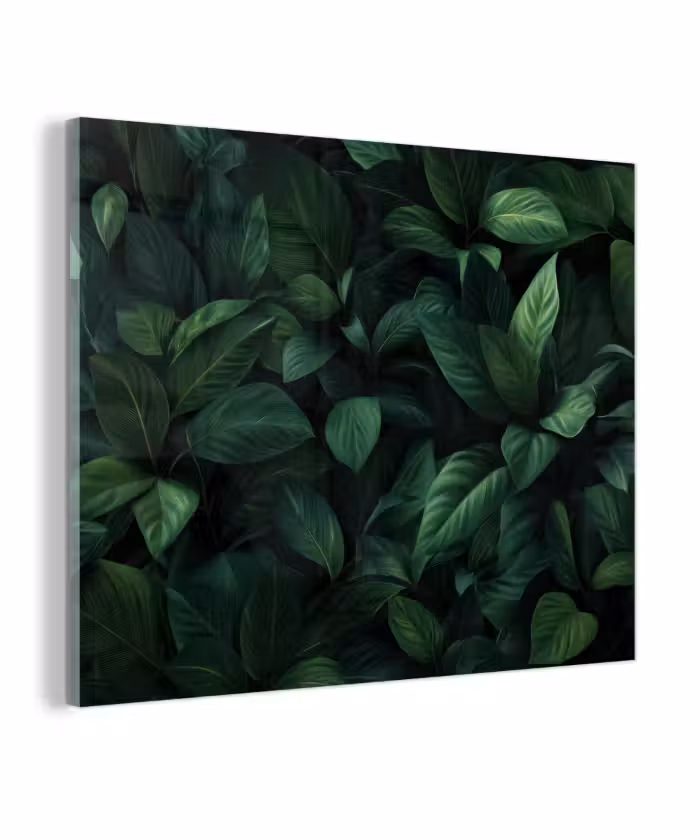Glas schilderij - Bladeren - Ovaal - Groen - Nerven