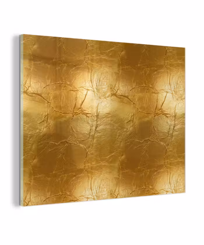 Glas schilderij - Bladgoud - Vintage - Textuur - Warm Goud