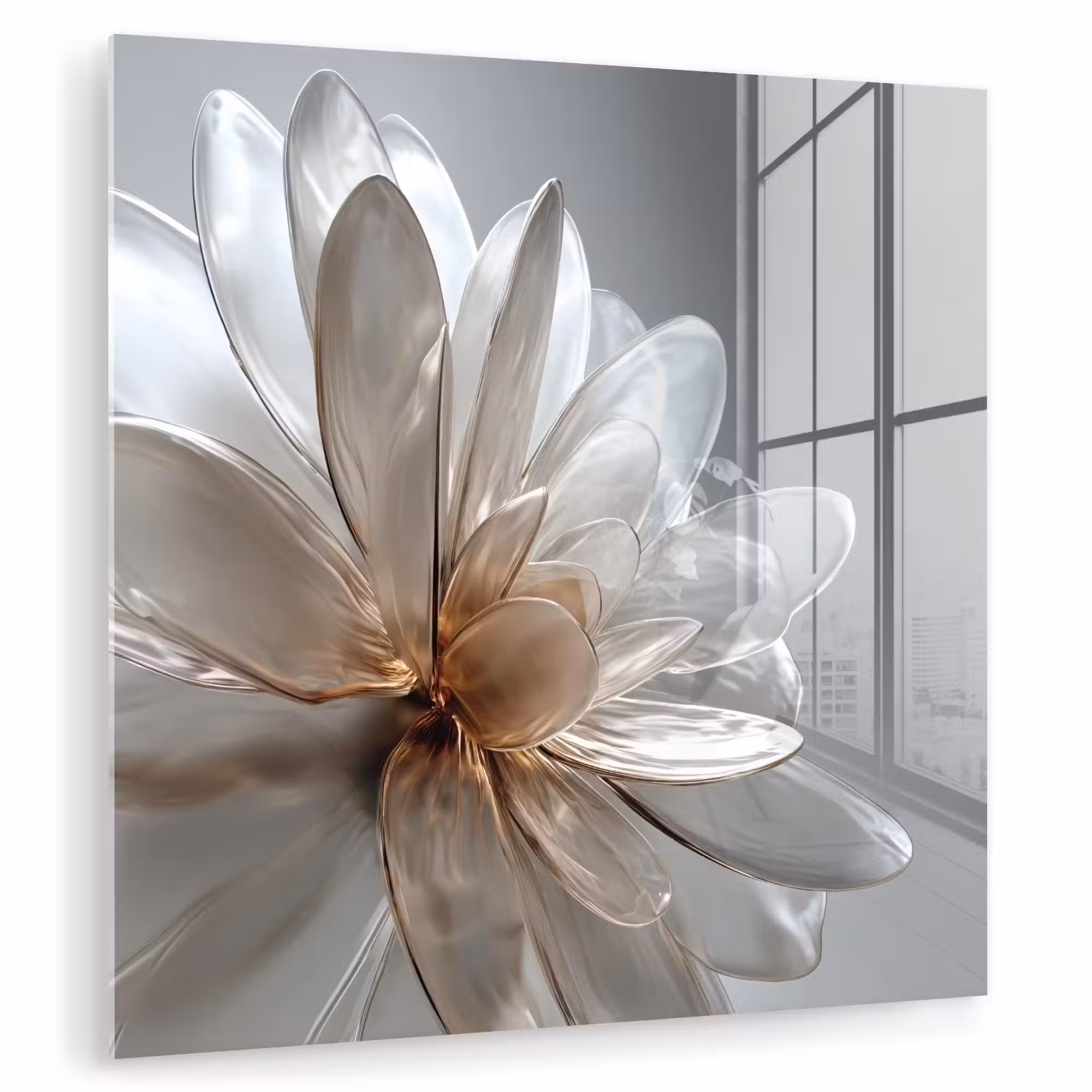 Glas schilderij - Bloem - Wit - Neutraal
