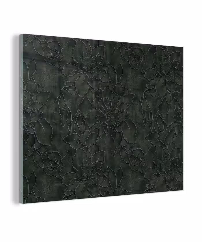 Glas schilderij - Bloemen - Lijnen - Groen