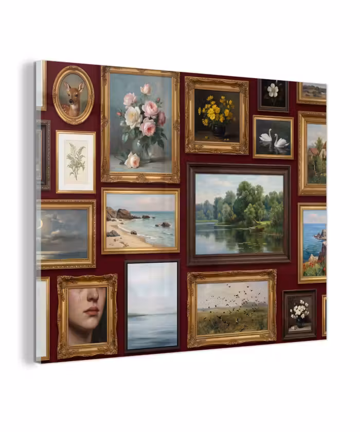 Glas schilderij - Bloemen - Vaas - Klassiek - Kunst - Rood
