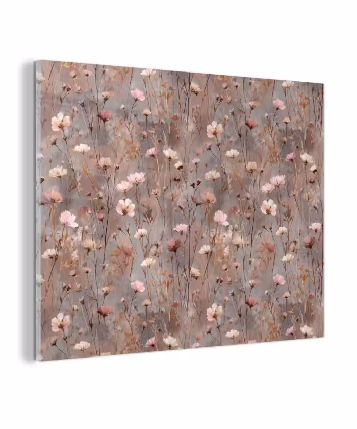 Glas schilderij - Bloemen - Wild - Pastel