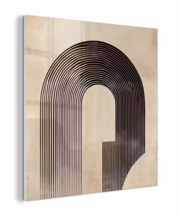 Glas schilderij - Boog - Strepen - Minimalistisch - Zwart