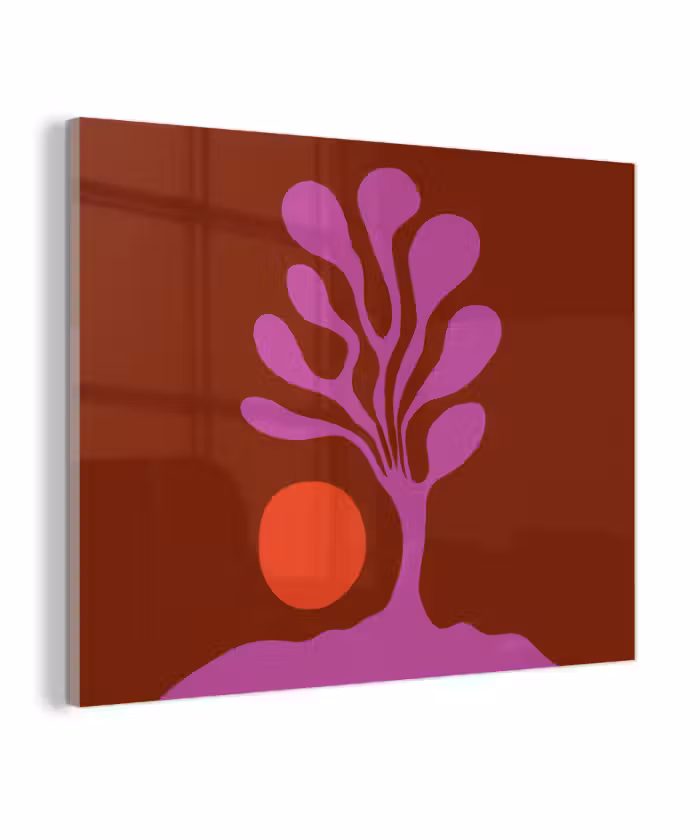 Glas schilderij - Boom - Paars - Cirkel - Vloeiend