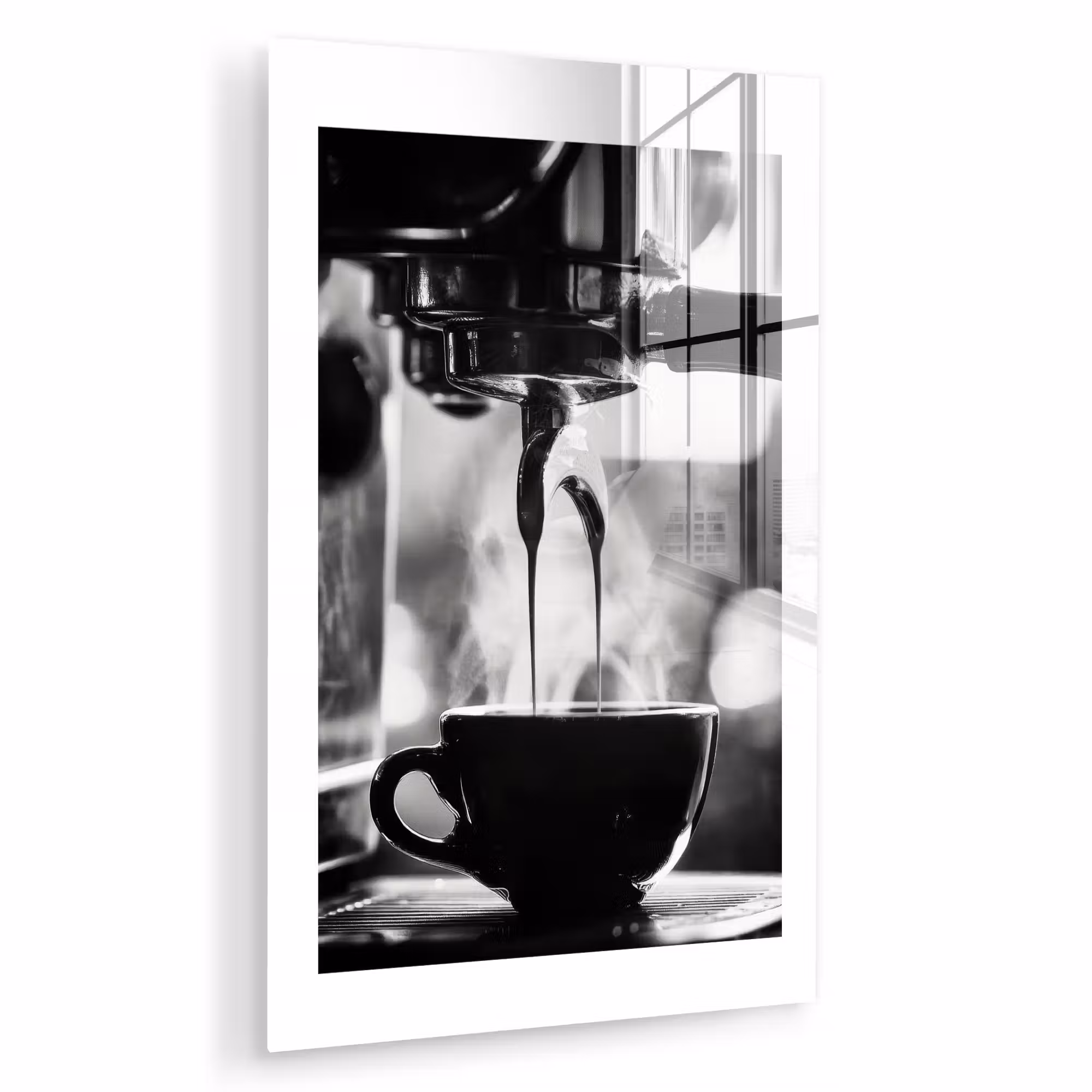 Glas schilderij - Coffee - Espresso - Koffiemachine - Kop