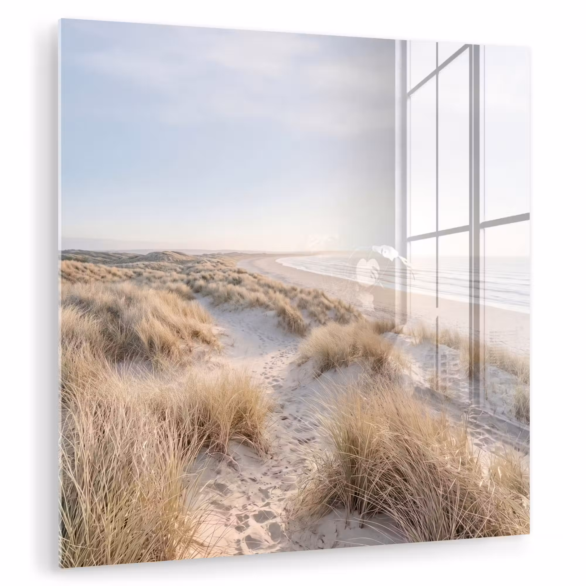 Glas schilderij - Duinen - Strand - Beige