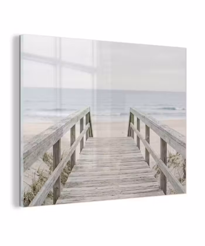Glas schilderij - Duinen - Vlonder - Oceaan