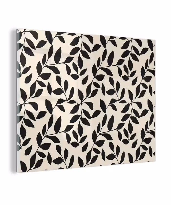 Glas schilderij - Elegant - Patroon - Zwart - Beige