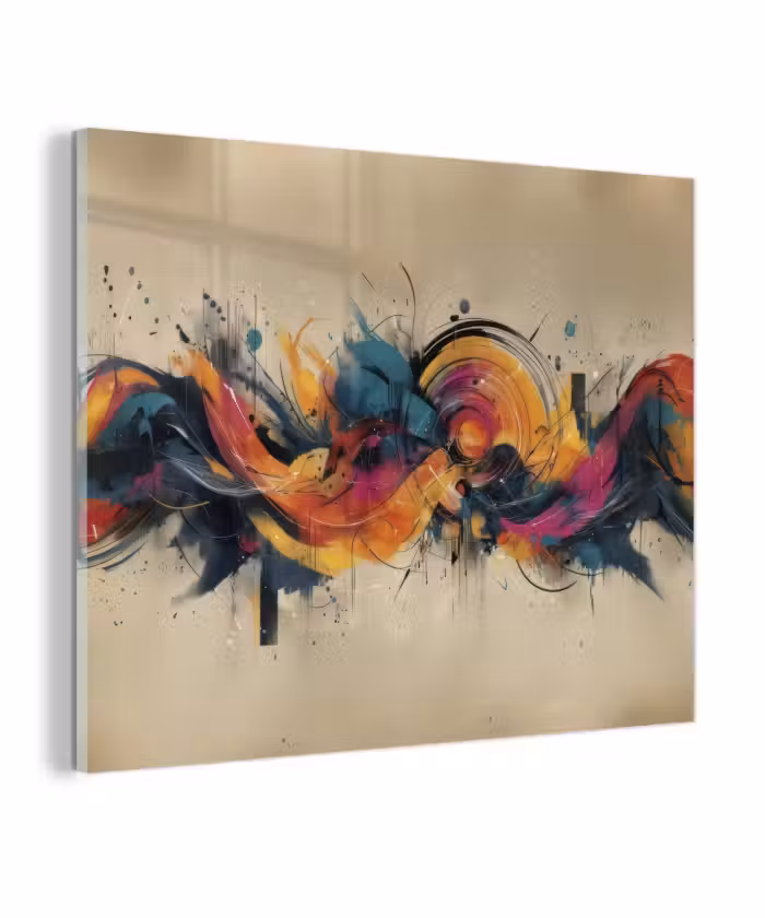 Glas schilderij - Explosie - Kleurrijk - Vormen - Abstract