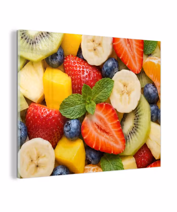 Glas schilderij - Fruit - Plakjes - Eten - Kleurrijk