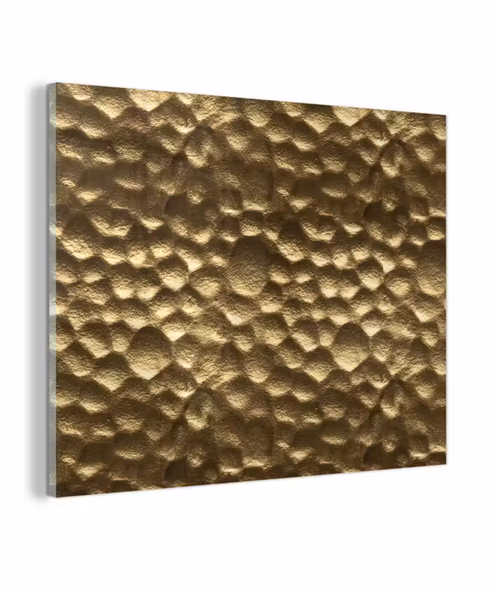 Glas schilderij - Gehamerd - Reliëf - Textuur - Bronsgoud