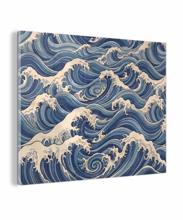 Glas schilderij - Golven - Zee - Natuur - Abstract - Blauw