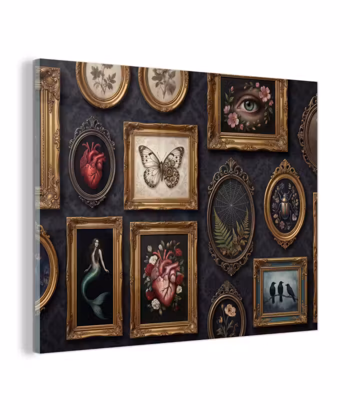 Glas schilderij - Kunst - Collectie - Vintage - Klassiek - Donker
