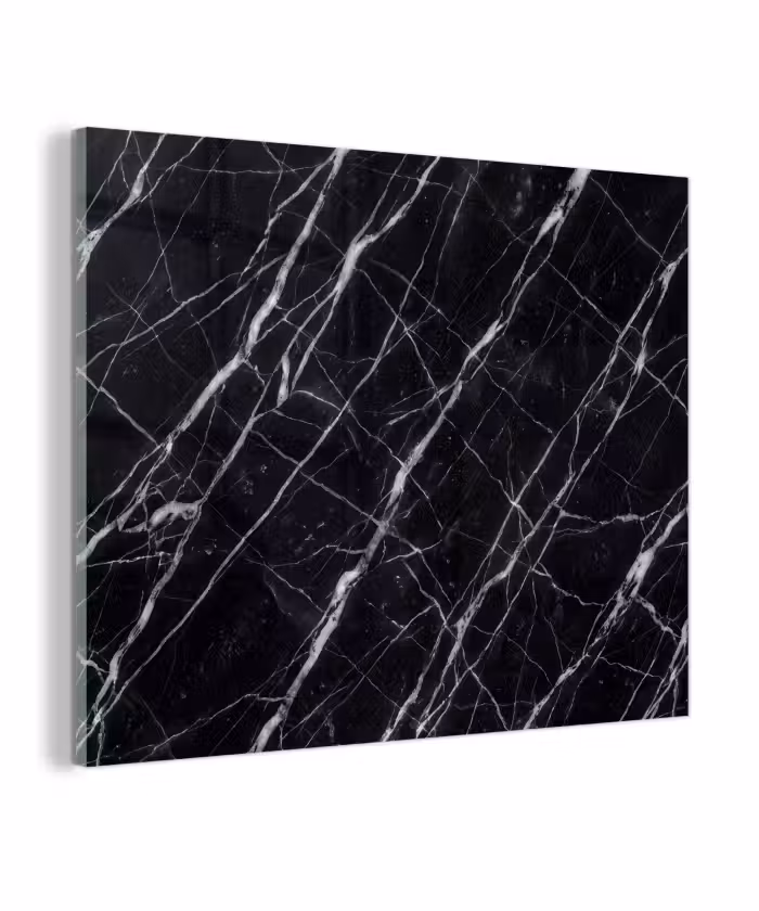 Glas schilderij - Marmer - Aders - Abstract - Zwart