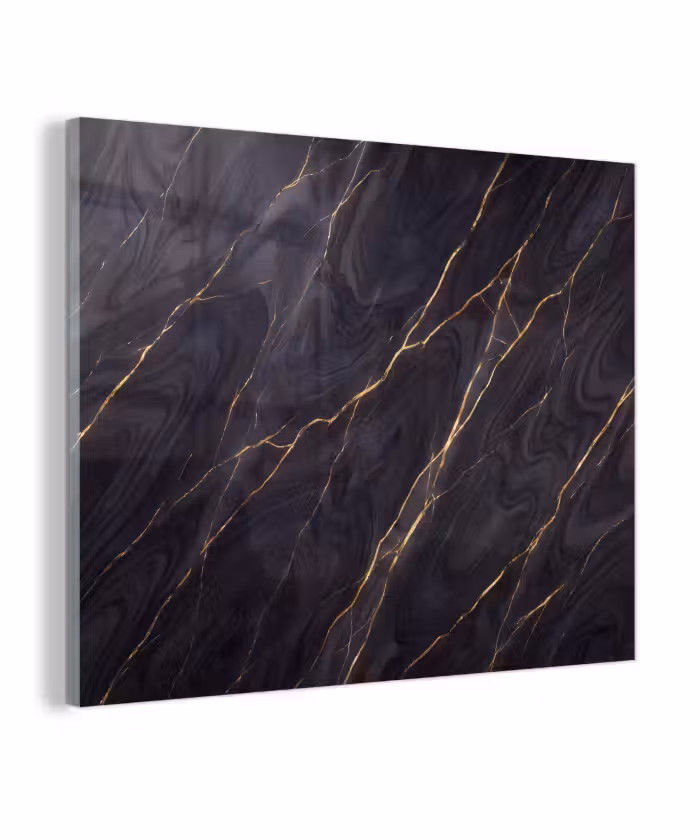 Glas schilderij - Marmer - Goudaders - Abstract - Modern - Zwart