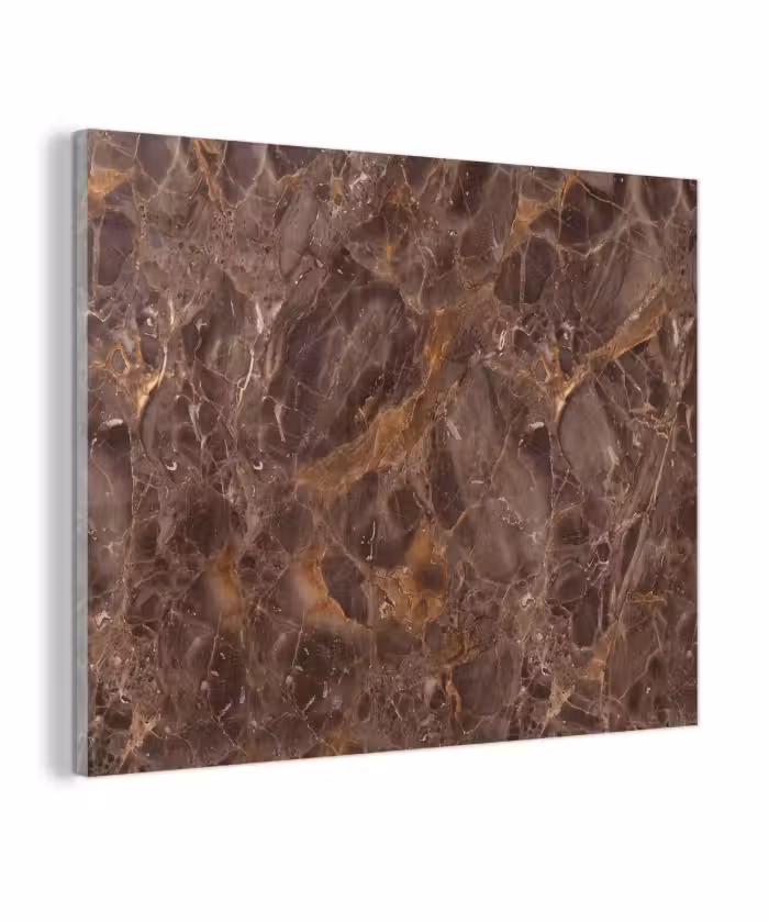 Glas schilderij - Marmer - Patroon - Natuur - Bruin - Goud