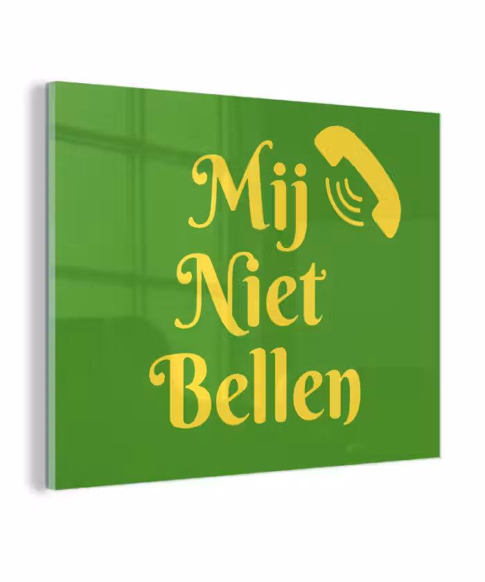 Glas schilderij - Mij niet bellen - Telefoon - Groen