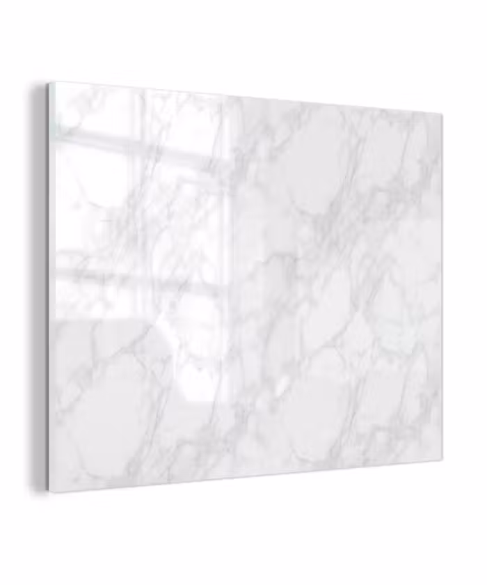 Glas schilderij - Minimalistisch - Wit - Grijze aders