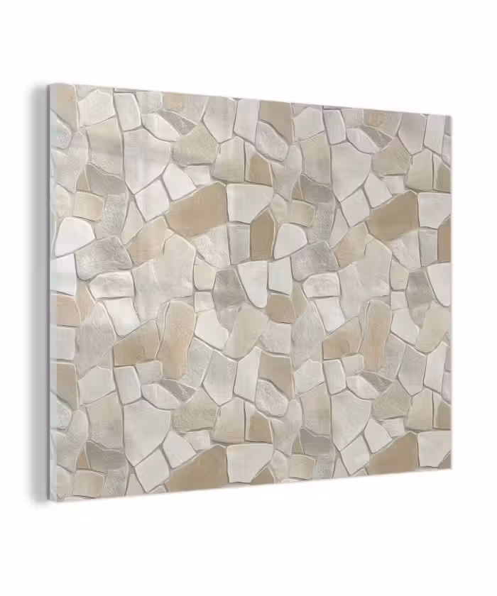 Glas schilderij - Mozaïek - Stenen - Beige