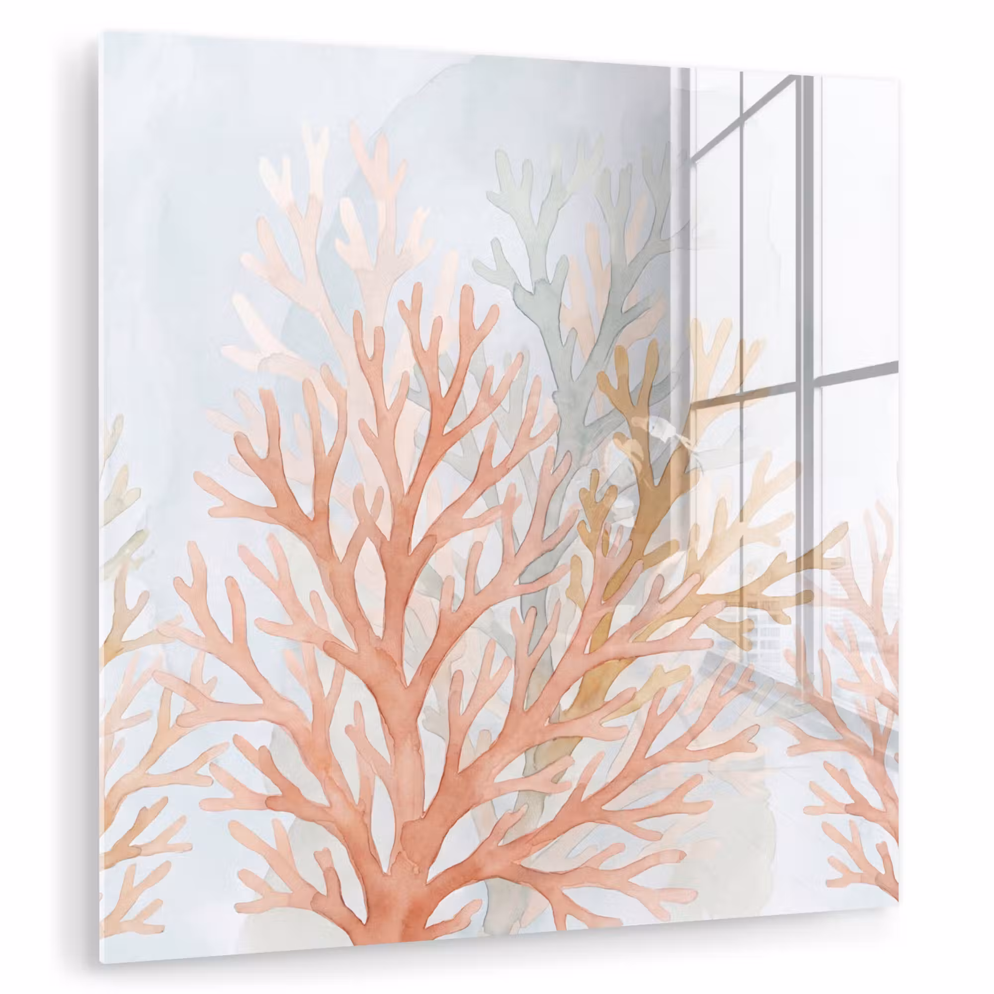 Glas schilderij - Natuur - Abstract - Aquarel - Organisch - Warm