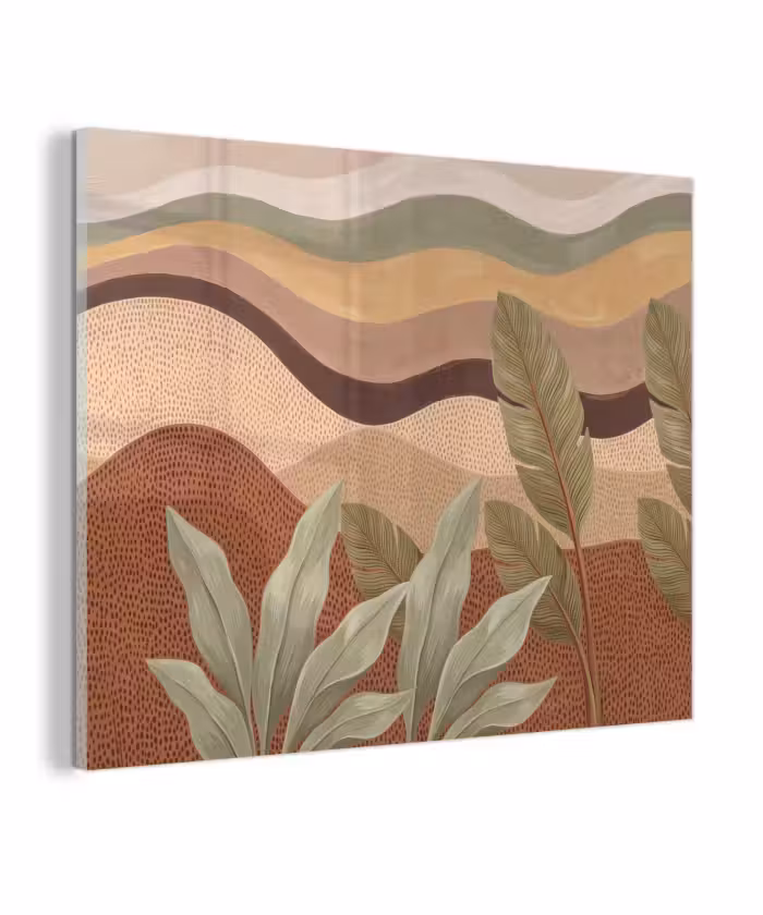 Glas schilderij - Natuur - Bladeren - Landschap - Abstract - Aardetinten