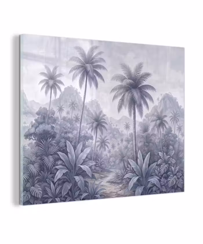 Glas schilderij - Natuur - Boom - Tropisch - Landschap - Blauw