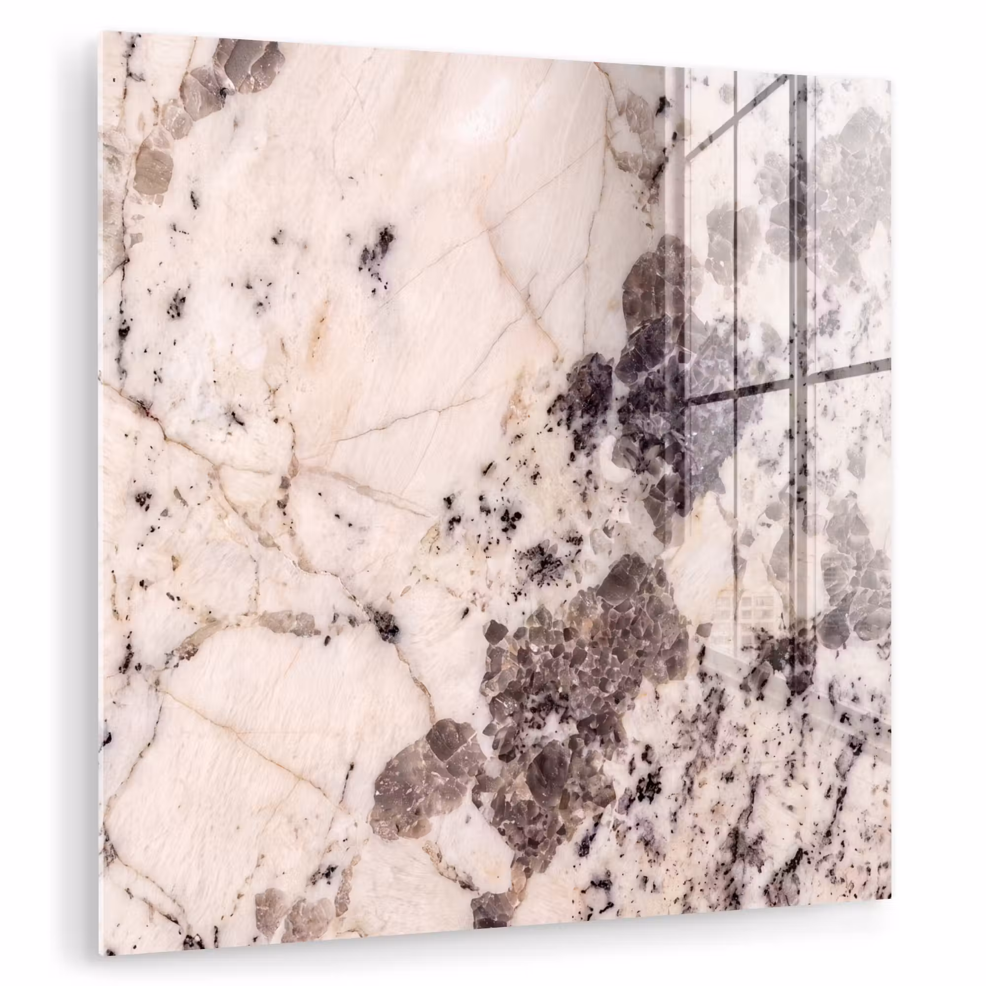 Glas schilderij - Natuursteen - Patroon - Abstract - Beige - Grijs