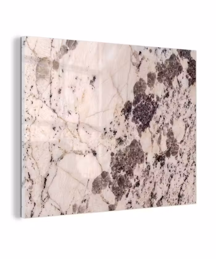 Glas schilderij - Natuursteen - Patroon - Abstract - Beige - Grijs