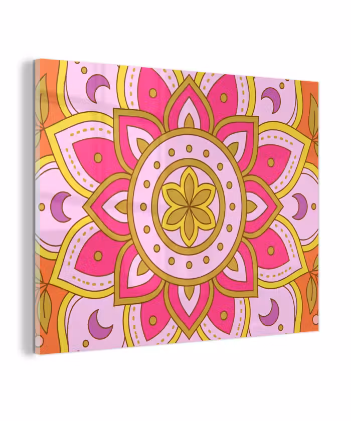 Glas schilderij - Patroon - Bloemmotief - Decoratie - Abstract - Roze