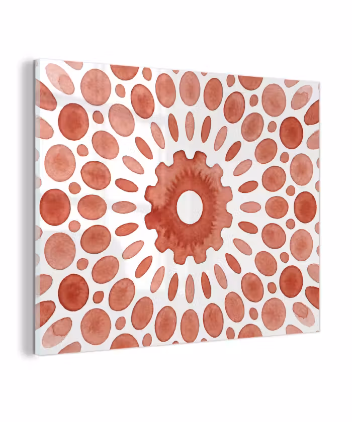 Glas schilderij - Patroon - Cirkels - Abstract - Modern - Rood