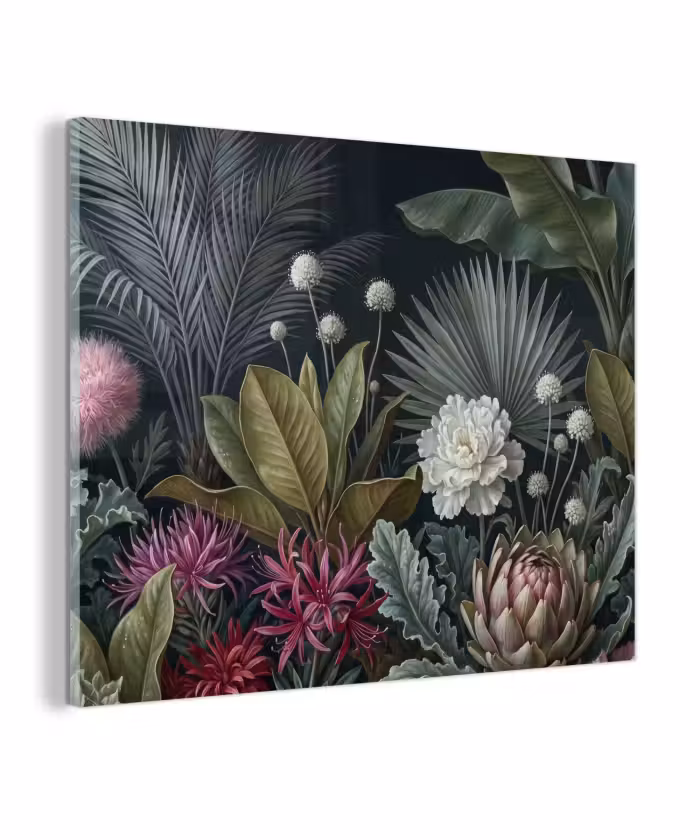 Glas schilderij - Planten - Tropisch - Botanisch - Donker - Groen